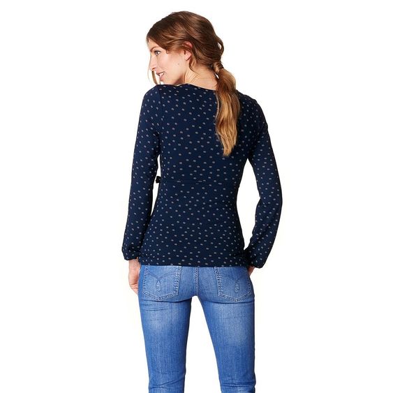 Esprit Langarmshirt mit Stillfunktion - Blumen Dunkelblau - Gr. S