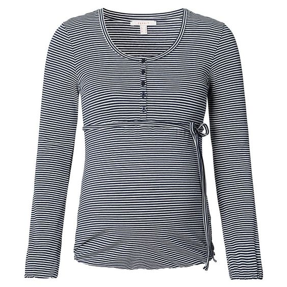 Esprit Langarmshirt mit Stillfunktion - Ringel Dunkelblau - Gr. S