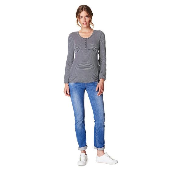 Esprit Langarmshirt mit Stillfunktion - Ringel Dunkelblau - Gr. S