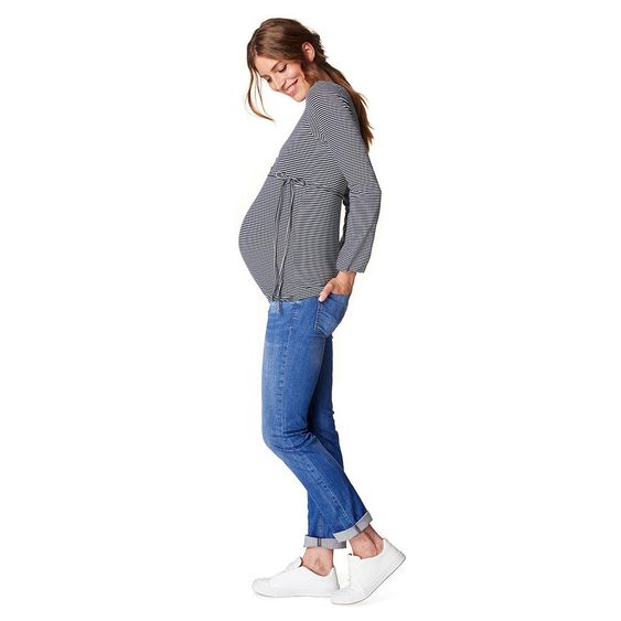 Esprit Langarmshirt mit Stillfunktion - Ringel Dunkelblau - Gr. S