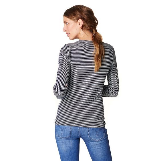 Esprit Langarmshirt mit Stillfunktion - Ringel Dunkelblau - Gr. S