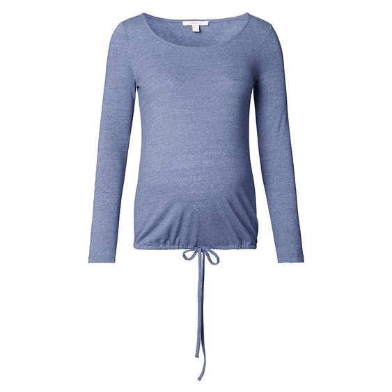 Esprit Langarmshirt mit Tunnelzug - Blau Melange - Gr. S