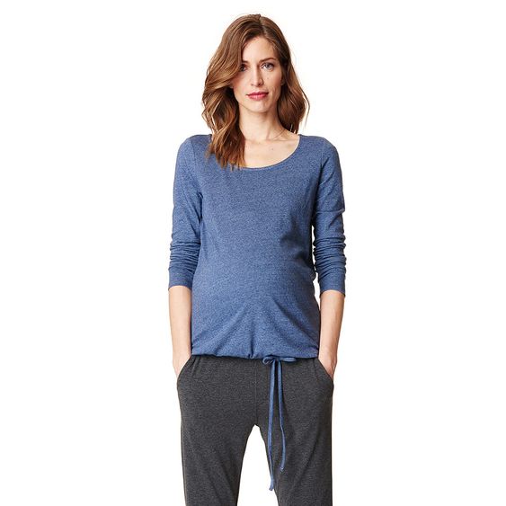 Esprit Langarmshirt mit Tunnelzug - Blau Melange - Gr. S