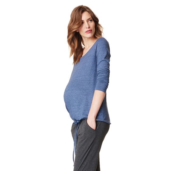 Esprit Langarmshirt mit Tunnelzug - Blau Melange - Gr. S