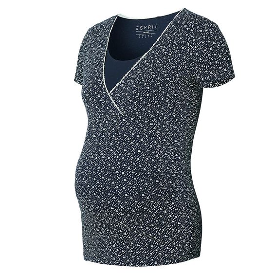 Esprit T-Shirt mit Stillfunktion - Blumen Dunkelblau - Gr. S