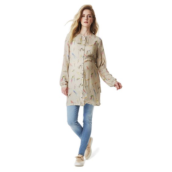 Esprit Tunika mit Stillfunktion - Vögel Beige - Gr. 36