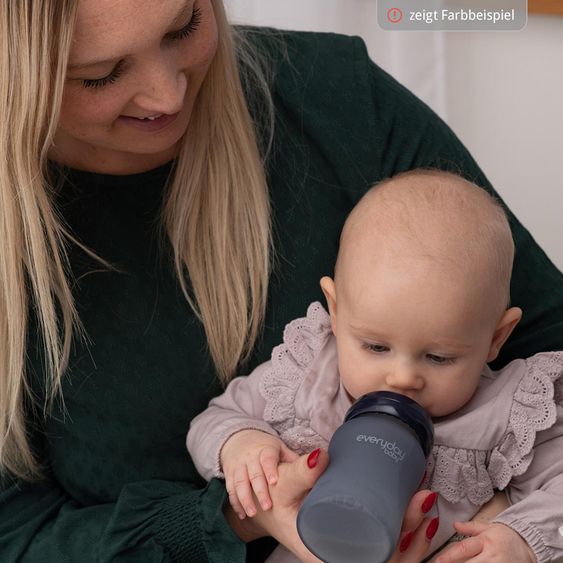 Everyday Baby Glass bottle with silicone jacket and heat sensor 240 ml - silicone size M - Turquoise