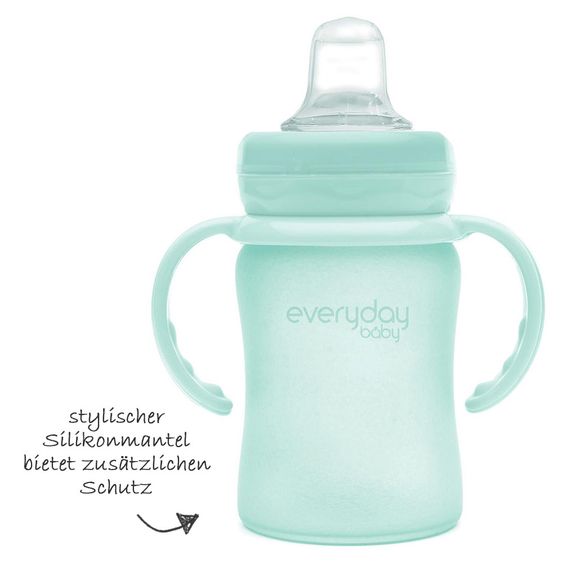 Everyday Baby Glas-Trinkbecher Sippy Cup mit Silikonmantel 150 ml - Mint Green