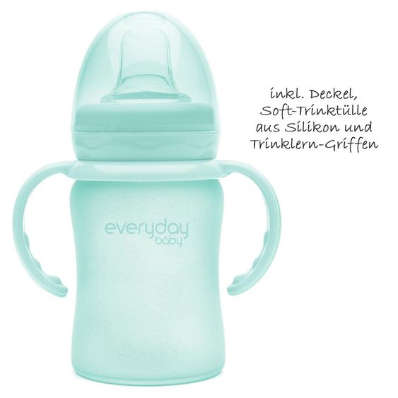 Everyday Baby Glas-Trinkbecher Sippy Cup mit Silikonmantel 150 ml - Mint Green