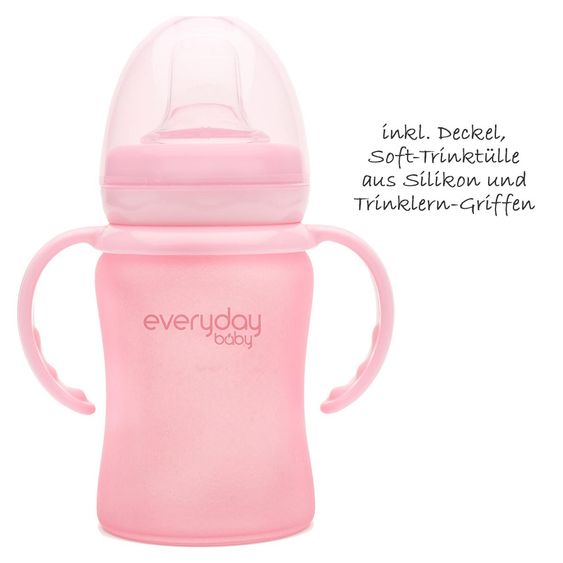 Everyday Baby Glas-Trinkbecher Sippy Cup mit Silikonmantel 150 ml - Rose Pink