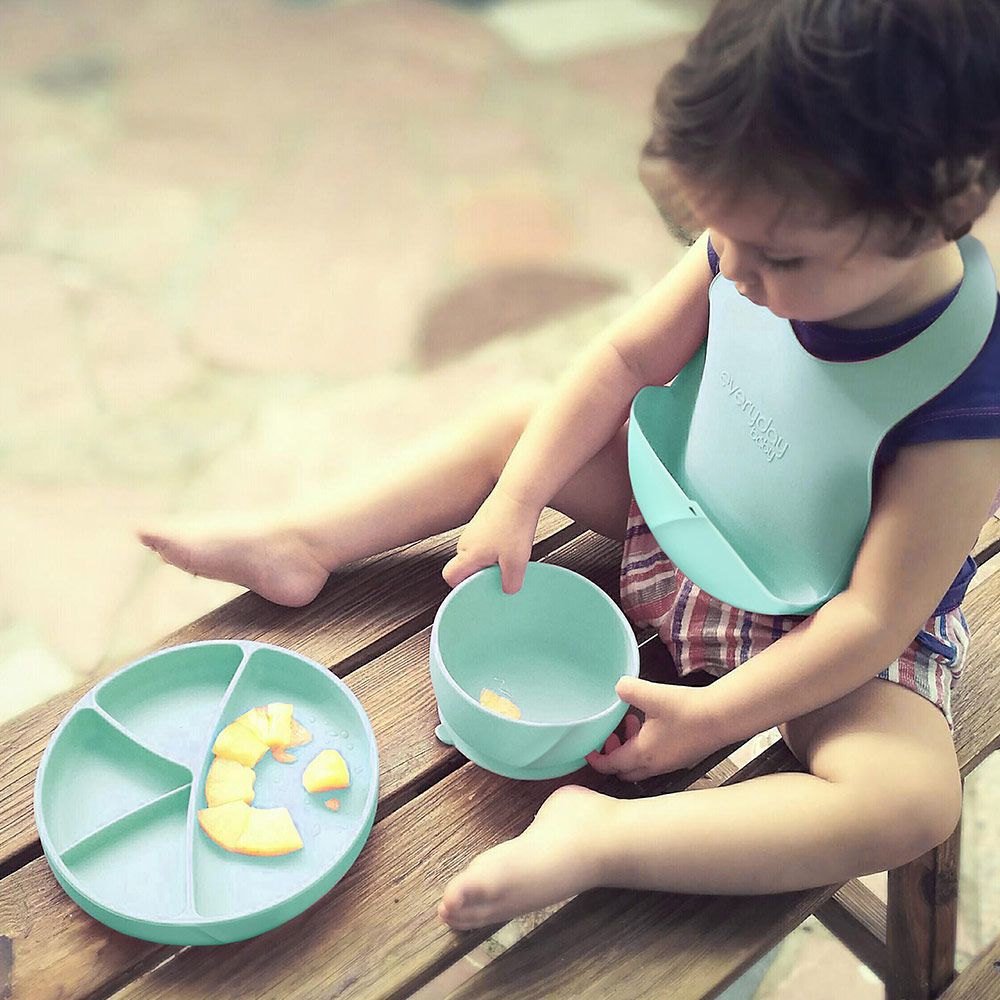 Everyday Baby Silicone Eating Plate with Suction Base - Mint Green