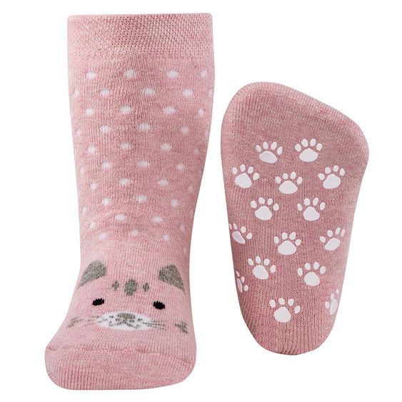 Ewers ABS Socken Katze - Rosa Melange - Gr. 18-19
