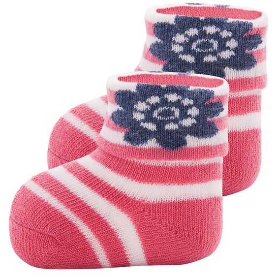 Ewers Erstlingssocken 3er Pack - Blau Pink Weiß - Gr. 0 - 4 Monate