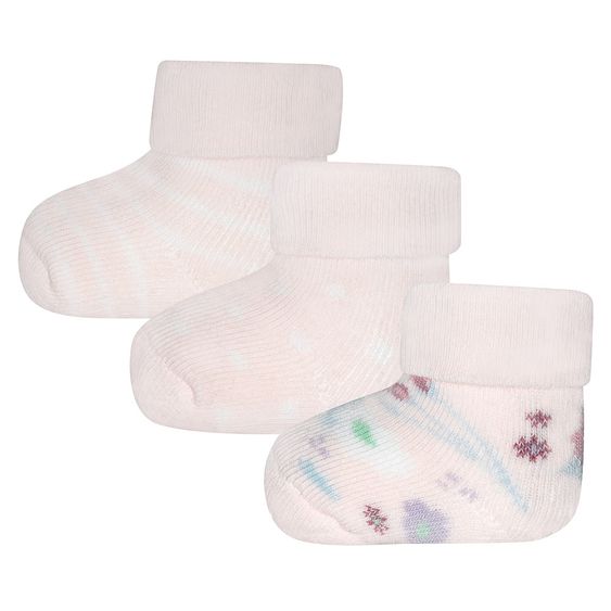 Ewers Erstlingssocken 3er Pack - Blümchen - Rosa - Gr. 0 - 4 Monate