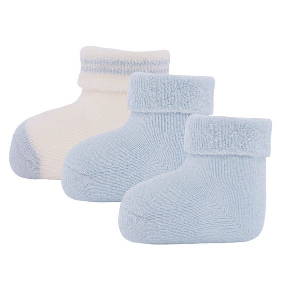 Ewers Erstlingssocken 3er Pack - Gr. 0 - 4 Monate - Hellblau Weiß