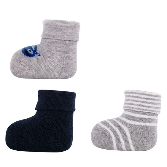 Ewers Erstlingssocken 3er Pack - Grau Melange Dunkelblau - Gr. 0 - 4 Monate