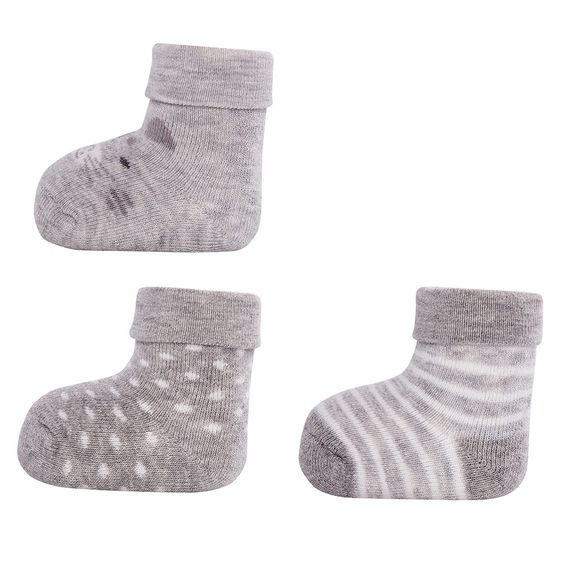 Ewers Erstlingssocken 3er Pack - Grau Melange - Gr. 0 - 4 Monate