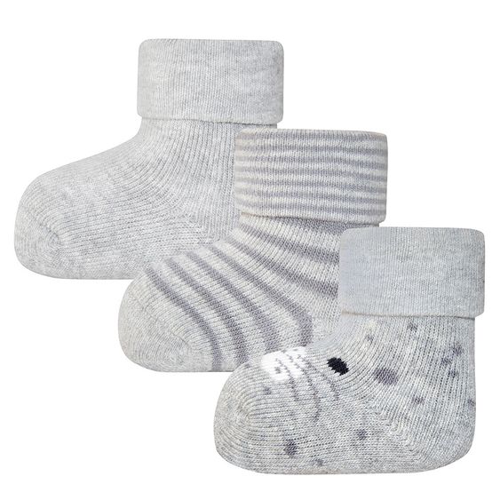 Ewers Erstlingssocken 3er Pack - Grau Melange - Gr. 0 - 4 Monate