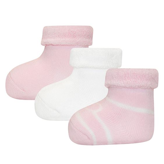 Ewers Erstlingssocken 3er Pack - Herz - Rosa Weiß - Gr. 0 - 4 Monate