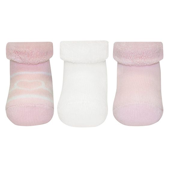 Ewers Erstlingssocken 3er Pack - Herz - Rosa Weiß - Gr. 0 - 4 Monate