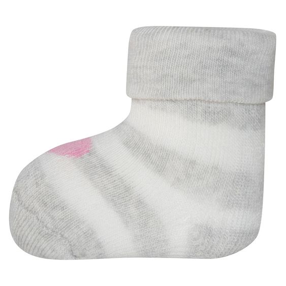 Ewers Erstlingssocken 3er Pack Herzen Katze - Grau Melange Rosa