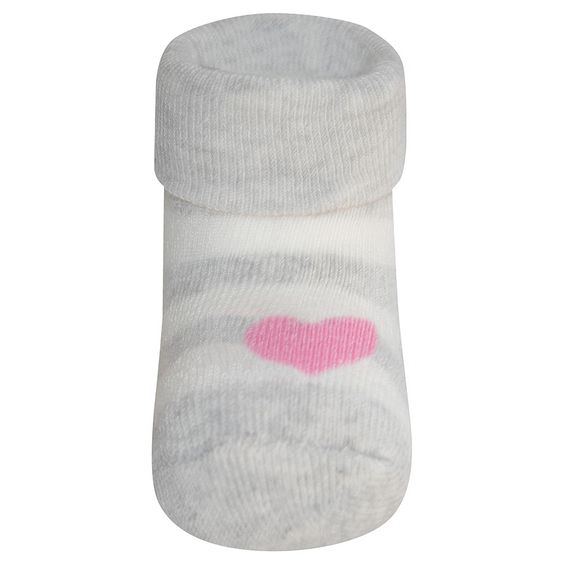 Ewers Erstlingssocken 3er Pack Herzen Katze - Grau Melange Rosa