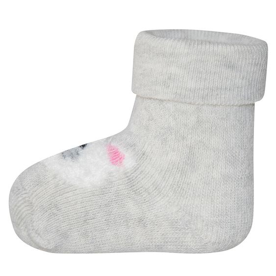 Ewers Erstlingssocken 3er Pack Herzen Katze - Grau Melange Rosa