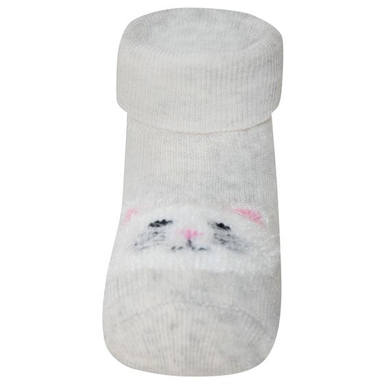 Ewers Erstlingssocken 3er Pack Herzen Katze - Grau Melange Rosa