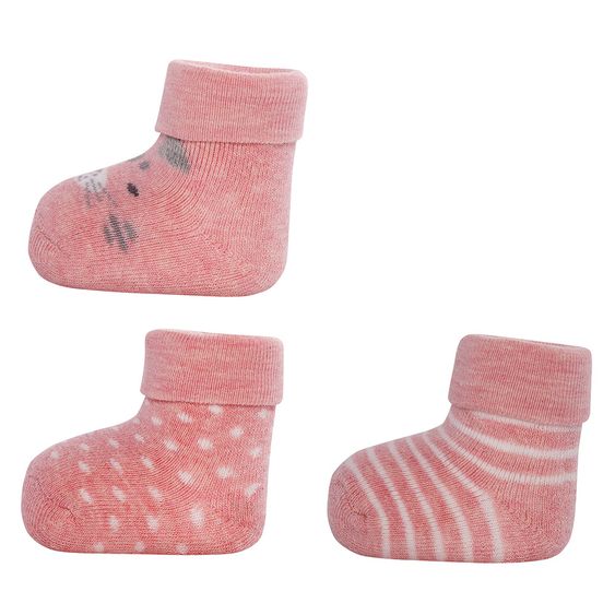 Ewers Erstlingssocken 3er Pack - Kätzchen Rosa Melange - Gr. 0 - 4 Monate
