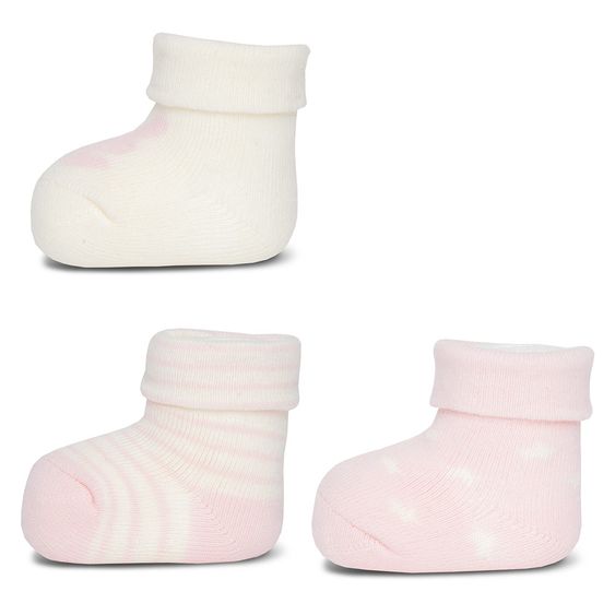 Ewers Erstlingssocken 3er Pack - Rosa Offwhite - Gr. 0 - 4 Monate