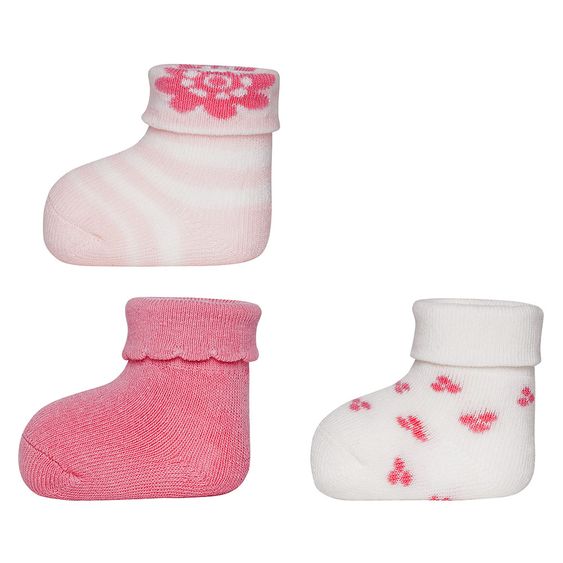 Ewers Erstlingssocken 3er Pack - Rosa Weiß Pink - Gr. 0 - 4 Monate