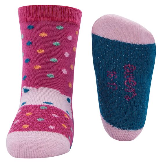 Ewers Krabbelsocken Katze Pink - Punkte Gr. 17/18