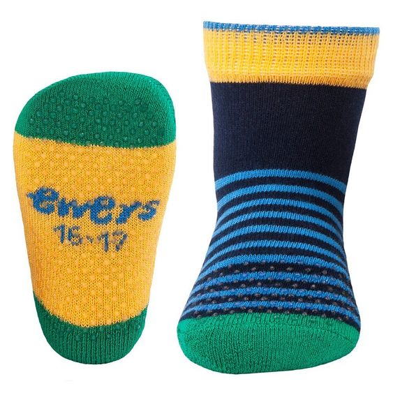 Ewers Krabbelsocken Ringel - Blau Grün Gelb - Gr. 17-18