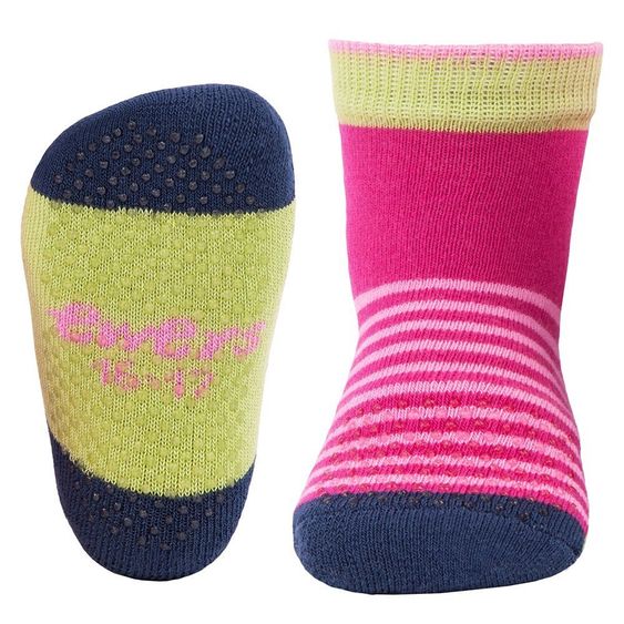 Ewers Crawling Socks Striped - Pink Green - Size 17-18