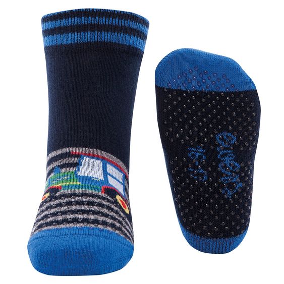 Ewers Krabbelsocken Traktor - Navy - Gr. 17/18