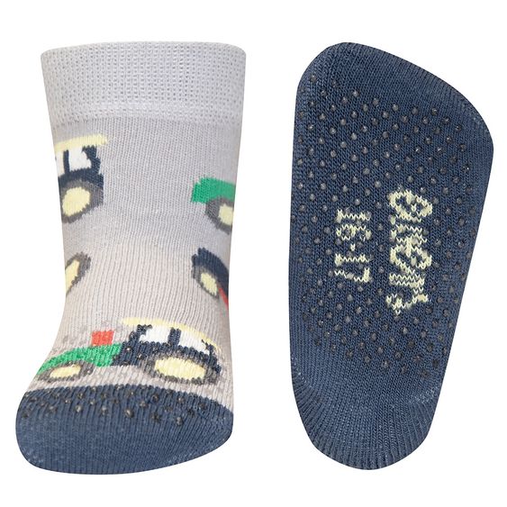 Ewers Krabbelsocken - Traktoren Grau - Gr. 17/18