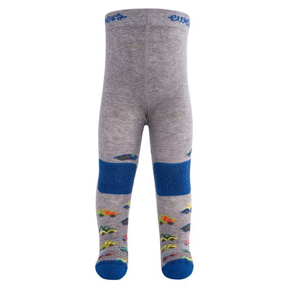 Ewers Krabbelstumpfhose - Baustellenfahrzeuge Grau Melange - Gr. 68