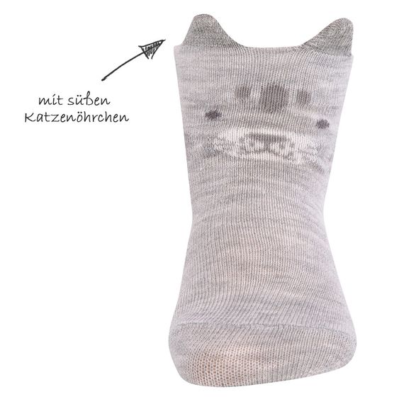 Ewers Socken 2er Pack - Katze Grau Melange - Gr. 16-17