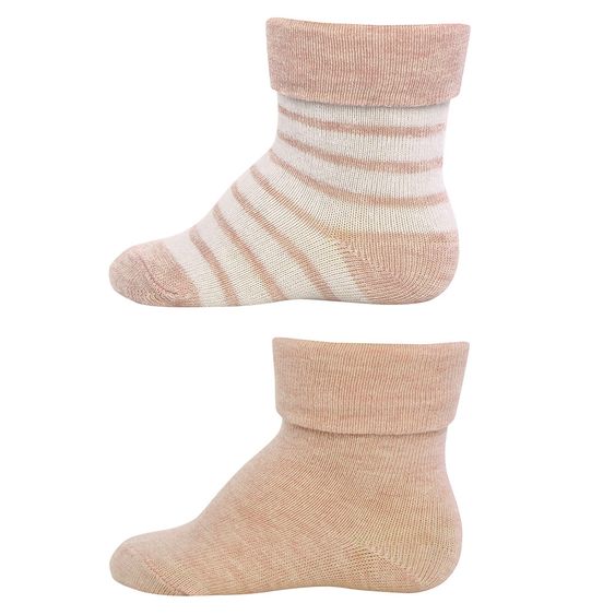 Ewers Socken 2er Pack - Ringel Beige Weiß - Gr. 16-17