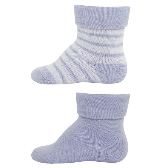 Ewers Socken 2er Pack - Ringel Blau Melange Weiß - Gr. 16-17