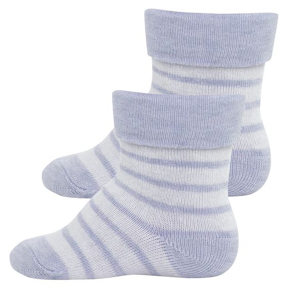 Ewers Socken 2er Pack - Ringel Blau Melange Weiß - Gr. 16-17