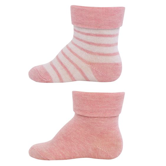 Ewers Socken 2er Pack - Ringel Rosa Melange Weiß - Gr. 16-17