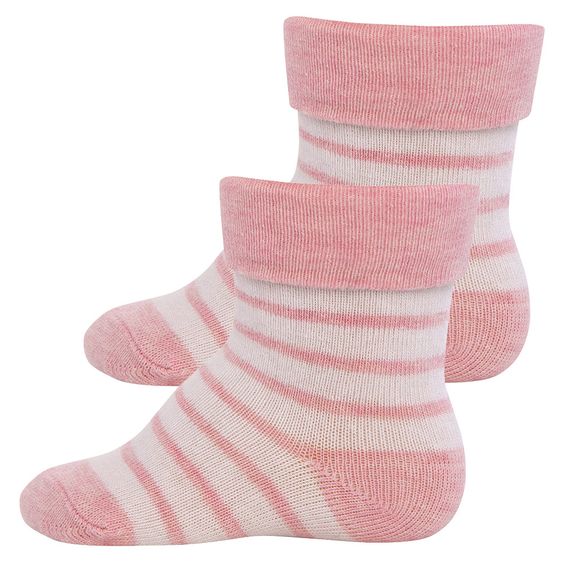 Ewers Socken 2er Pack - Ringel Rosa Melange Weiß - Gr. 16-17