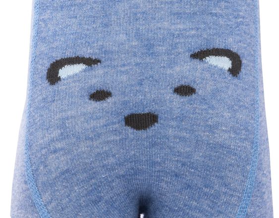 Ewers Strumpfhose Bärengesicht Ringel - Blau Melange - Gr. 74