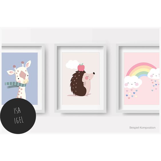 Fabeltal Kids room picture Isa hedgehog - A4