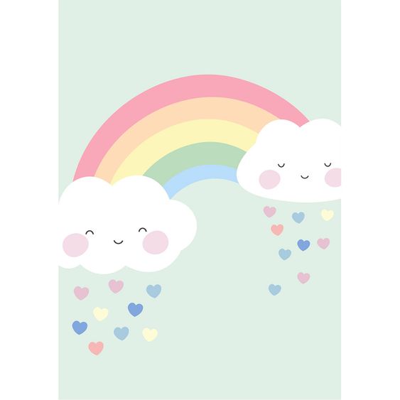 Fabeltal Children room picture rainbow - Blue - A4