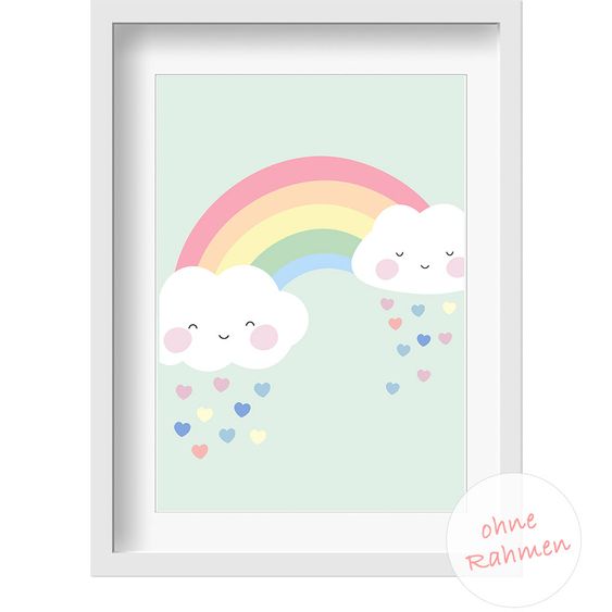 Fabeltal Children room picture rainbow - Blue - A4