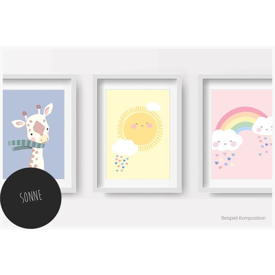 Fabeltal Kinderzimmer-Bild Sonne - A4