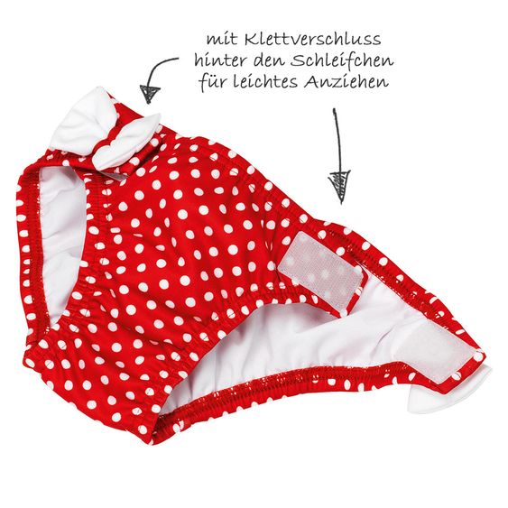 Fashy Bade-Windelhose - Pünktchen Rot Weiß - Gr. 62/68