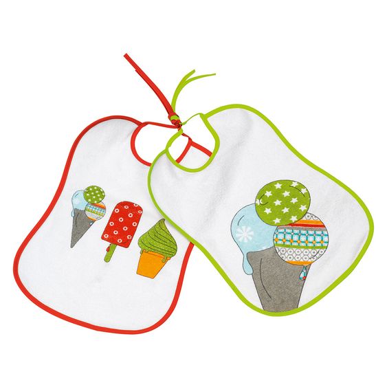 Fashy Binde-Lätzchen 2er Pack Frottee mit Folienrückseite - Eis